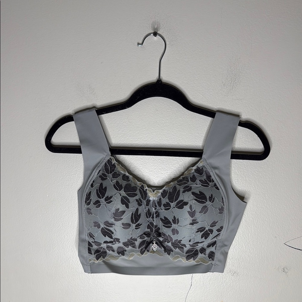Senobra Gray Lace Embellished Comfort Bra Size XL NEW!
